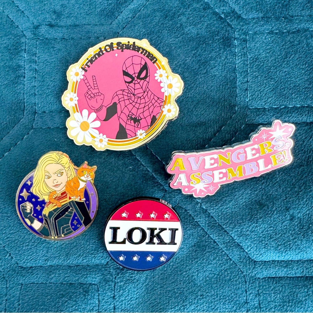 small shop enamel pin lot captain marvel spiderman loki avengers